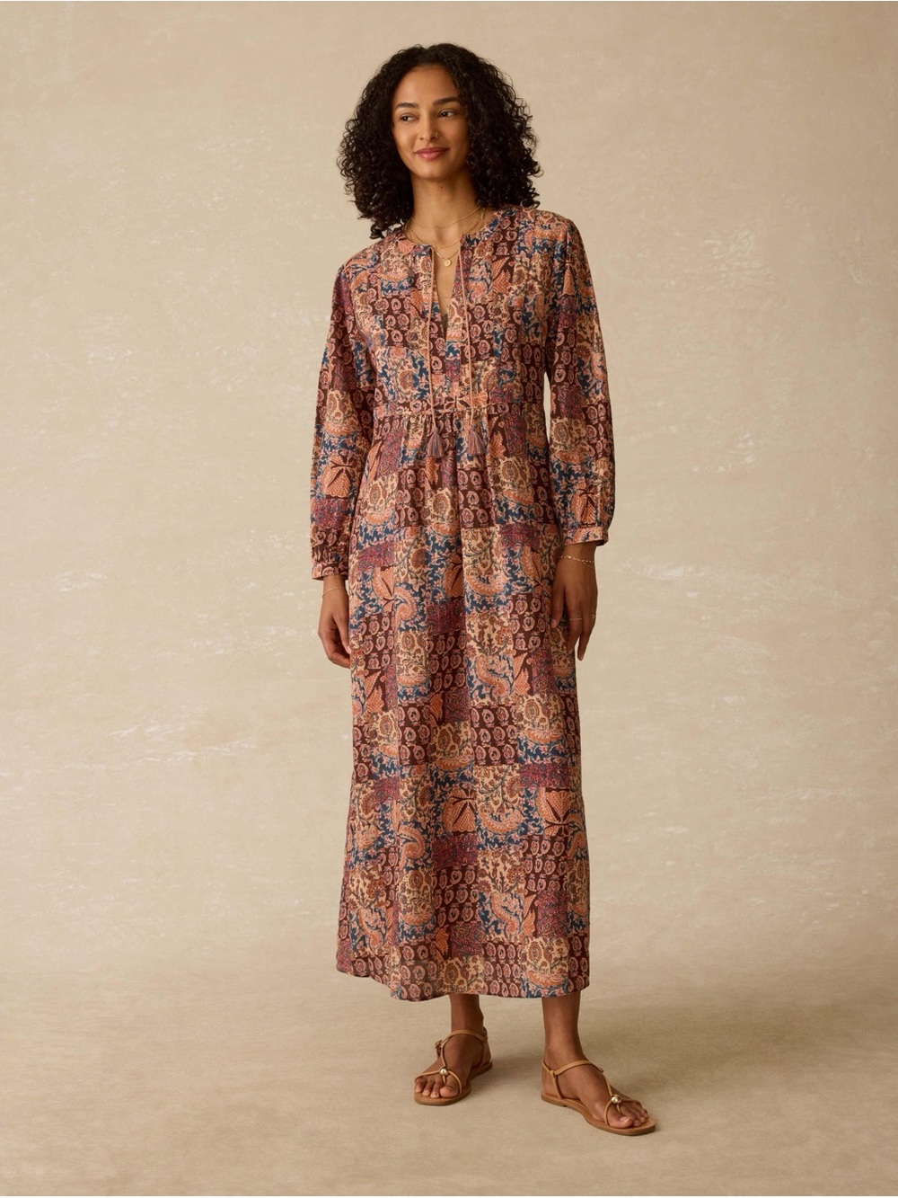 NWT Faherty Sandy Cove Cotton Orange Printed Coverup Maxi Dress Size Large